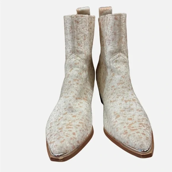 ARIDER GIRL Cowgirl Western Ankle Boots Faux Animal Fur Booties 8 Boho Concert - Picture 3 of 7